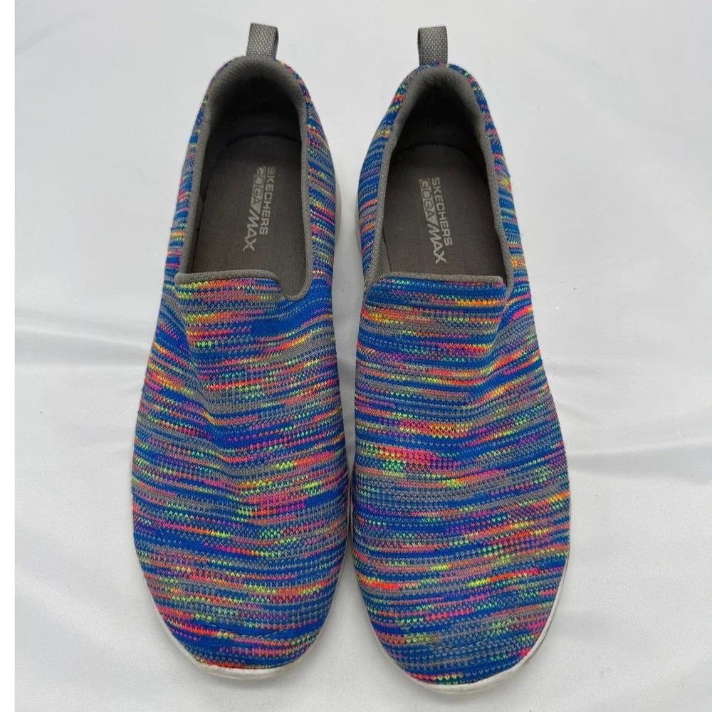 Skechers GOwalk Max Womens 9 Rainbow Space Dye Slip On Sneakers 15615